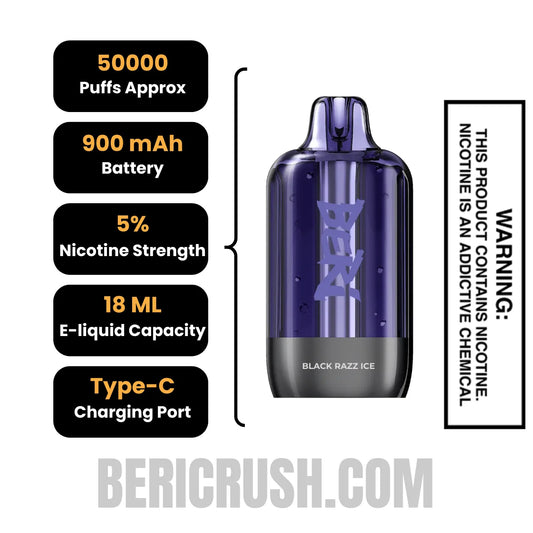 Black Razz Ice Beri Cliq 50K Disposable Vape Pod Specifications Black Razz Ice Beri Cliq 50K Disposable Vape Pod Specifications