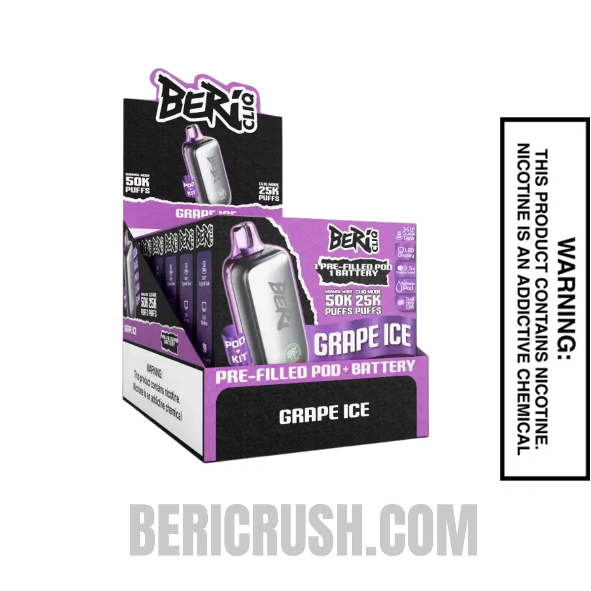 Grape Ice Beri Cliq 50K Disposable Vape Kit With Bundle Pack Grape Ice Beri Cliq 50K Disposable Vape Kit With Bundle Pack