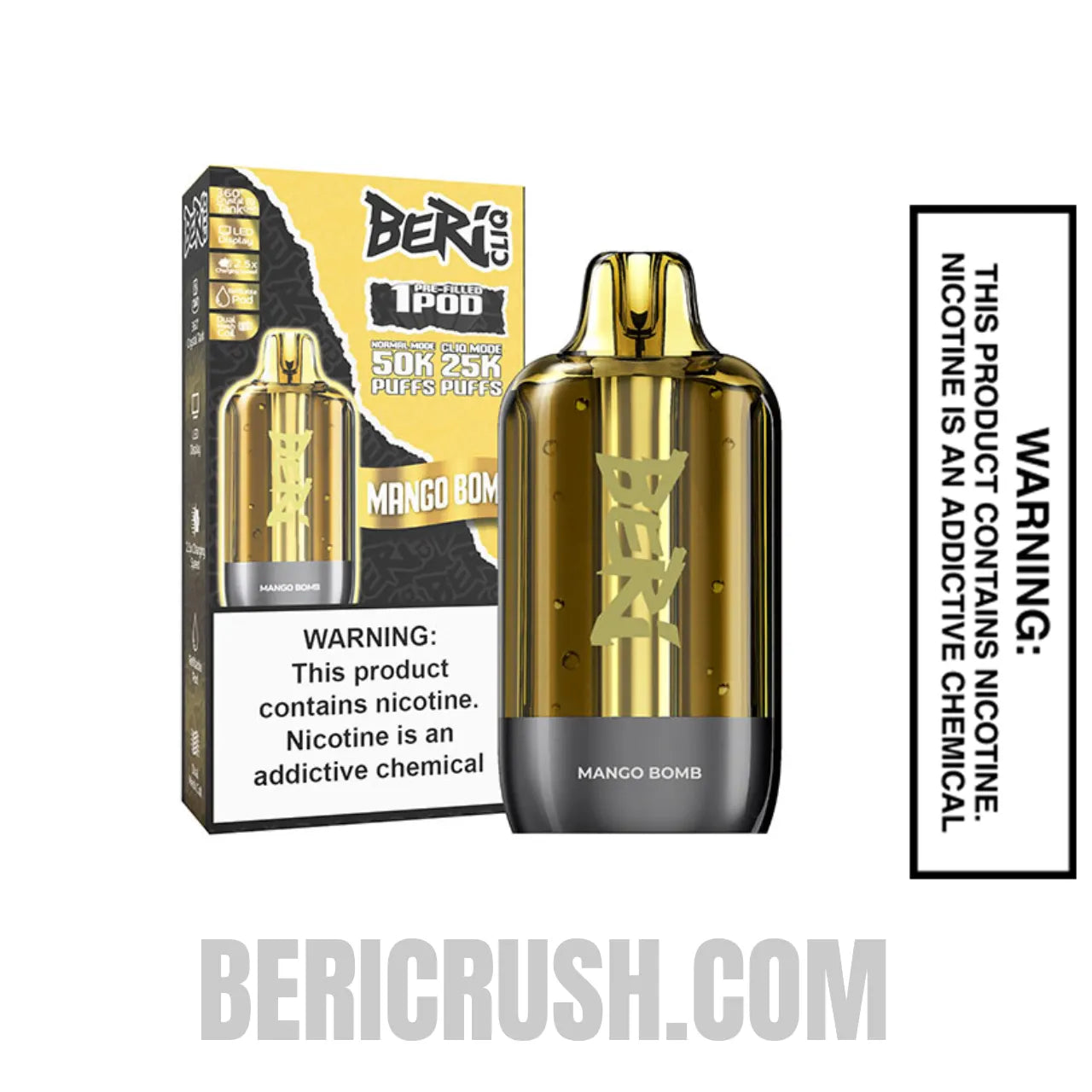 Mango Bomb Beri Cliq 50K Disposable Vape Pod with Package Box Mango Bomb Beri Cliq 50K Disposable Vape Pod with Package Box