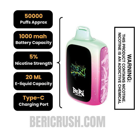 Melon Dragon Slush Beri Crush 50K Disposable Vape Specifications Melon Dragon Slush Beri Crush 50K Disposable Vape Specifications