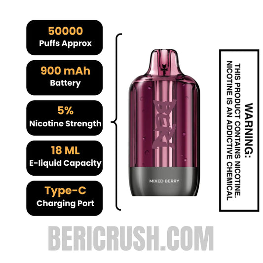 Mixed Berry Beri Cliq 50K Disposable Vape Pod Specifications Mixed Berry Beri Cliq 50K Disposable Vape Pod Specifications