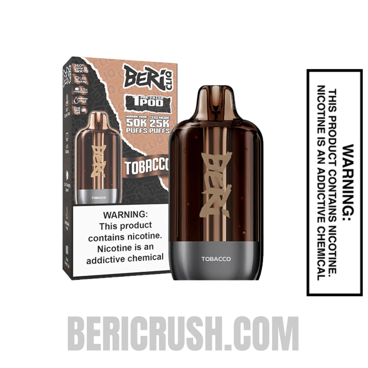 Tobacco Beri Cliq 50K Disposable Vape Pod with Specifications Tobacco Beri Cliq 50K Disposable Vape Pod with Specifications