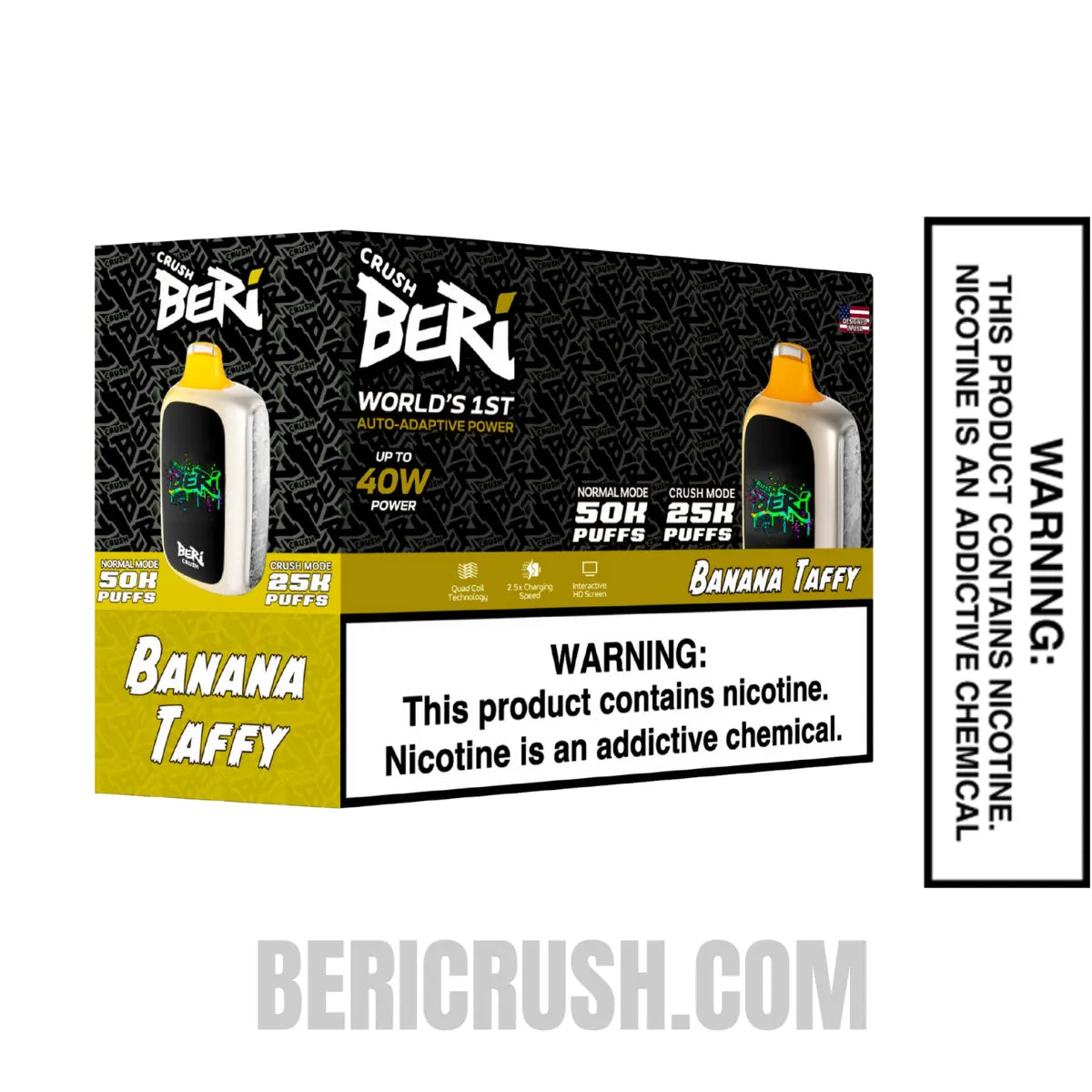 BananaTaffyBeriCrush50KDisposableVapewithbundlebox