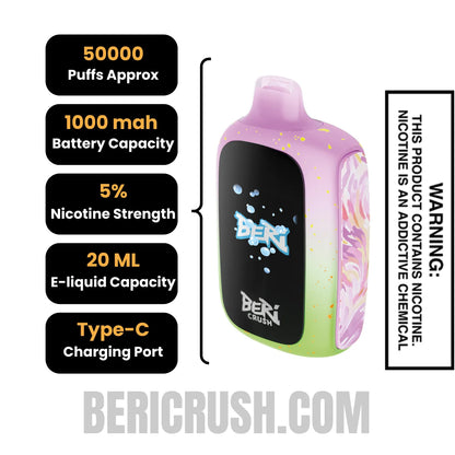 Berry Peach Gush Beri Crush 50K Disposable Vape Specifications