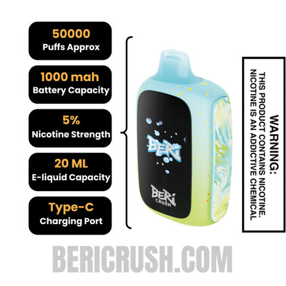 Blue Coconut Beri Crush 50K Disposable Vape Specifications