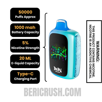 BlueRazzIceBeriCrush50KDisposableVapeSpecifications