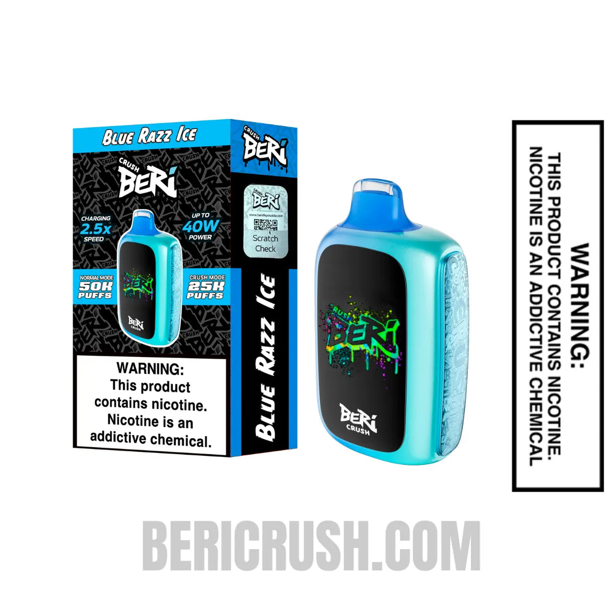 BlueRazzIceBeriCrush50KDisposableVapewithPackageBox