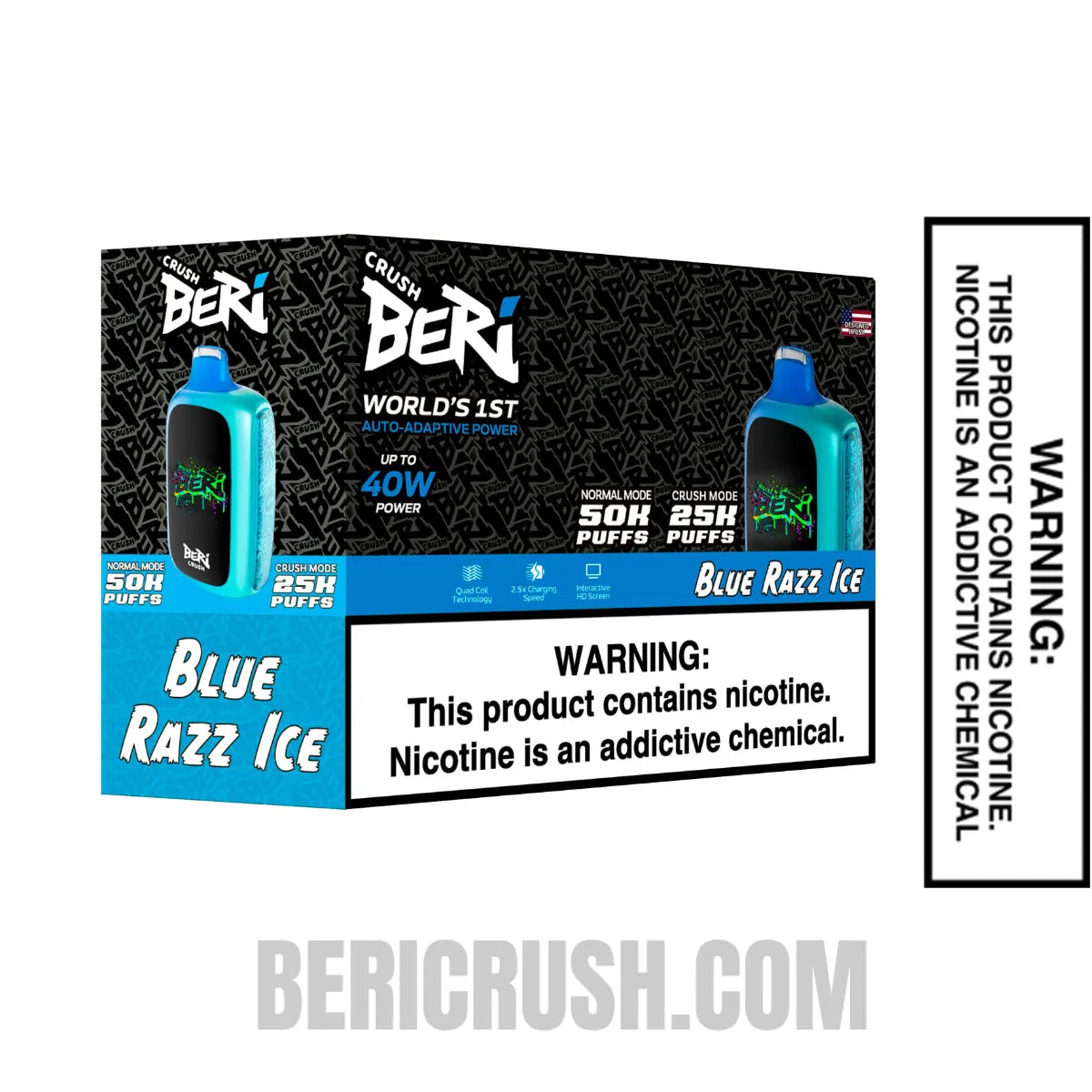 BlueRazzIceBeriCrush50KDisposableVapewithbundlebox