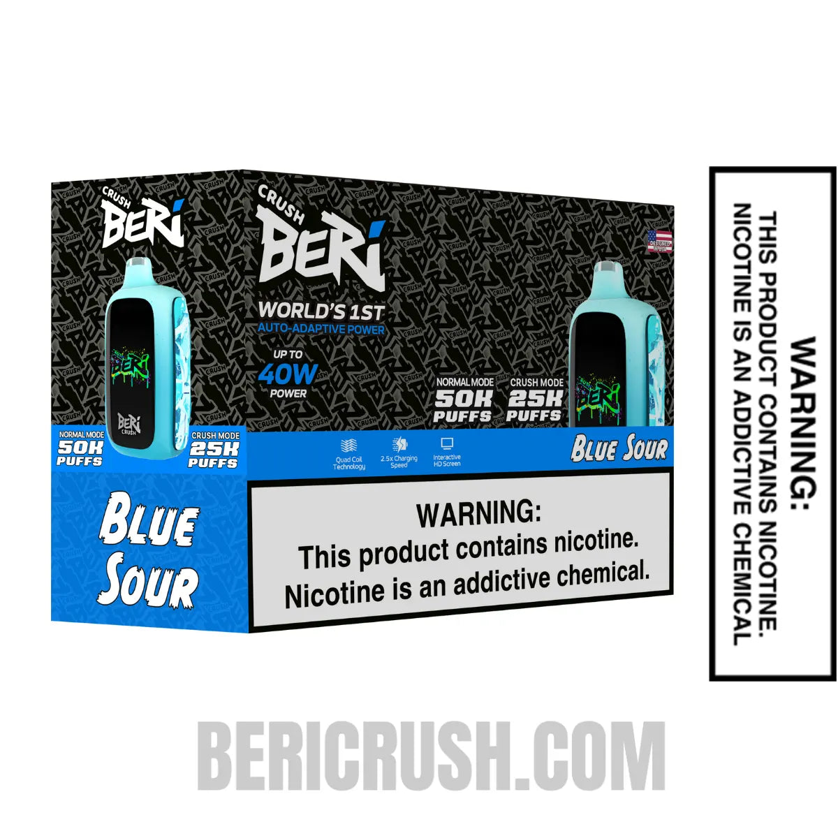 BlueSourBeriCrush50KDisposableVapewithPackageBox