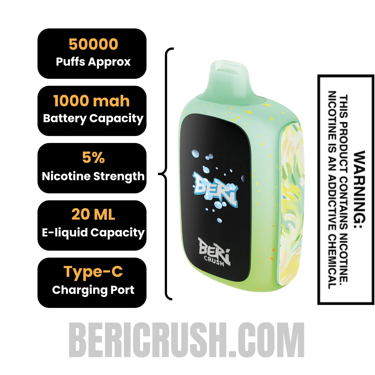 Blueberry Watermelon Beri Crush 50K Disposable Vape Specifications