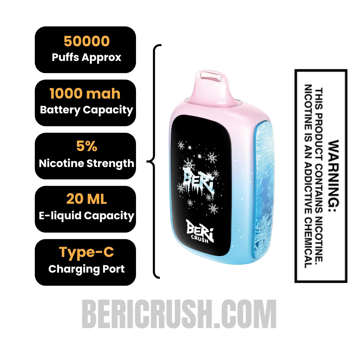 CranAppleSmashBeriCrush50KDisposableVapeSpecifications