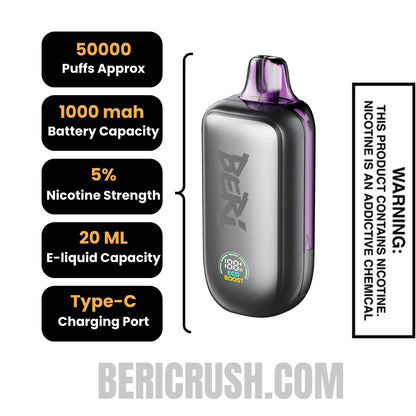 Grape Ice Beri Cliq 50K Disposable Vape Kit Specifications