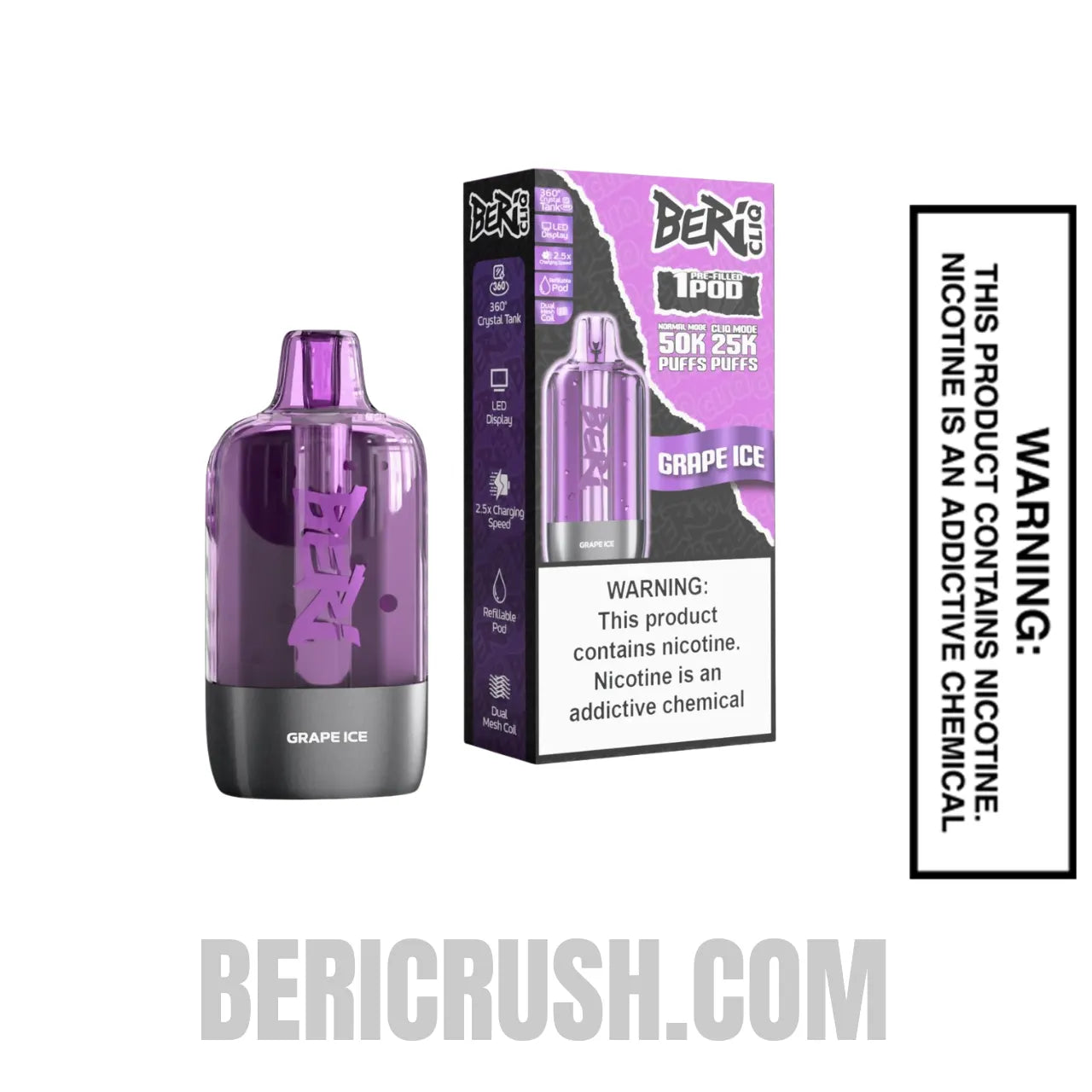 Grape Ice Beri Cliq 50K Disposable Vape Pod Package Box
