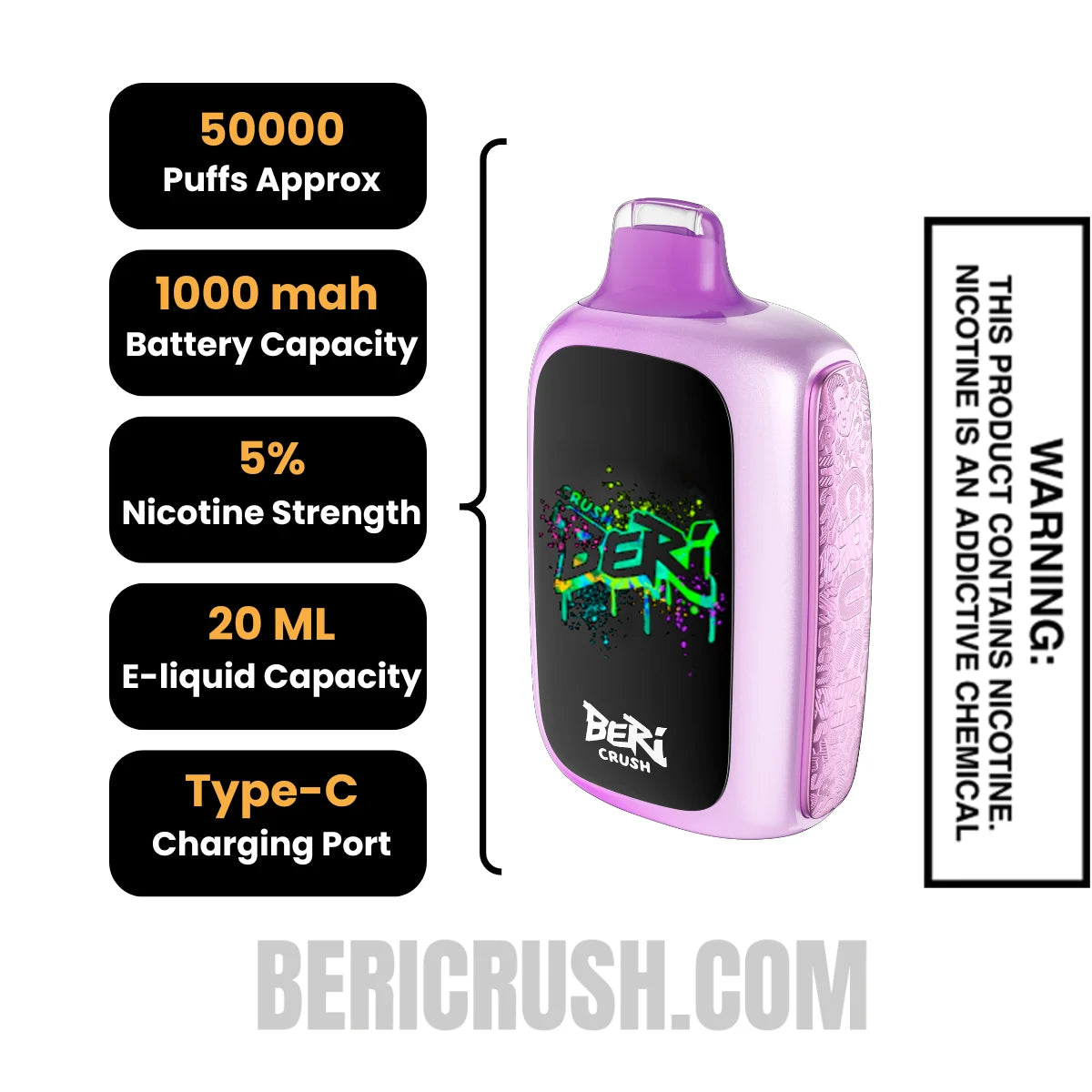 GrapeIceBeriCrush50KDisposableVapeSpecifications