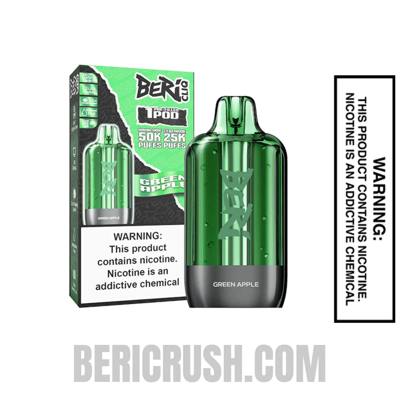 Green Apple Beri Cliq 50K Disposable Vape Pod with Package Box