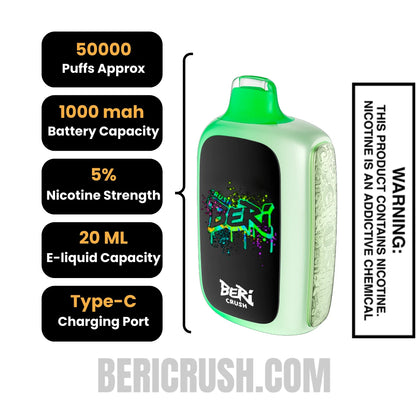 GreenAppleBeriCrush50KDisposableVapeSpecifications
