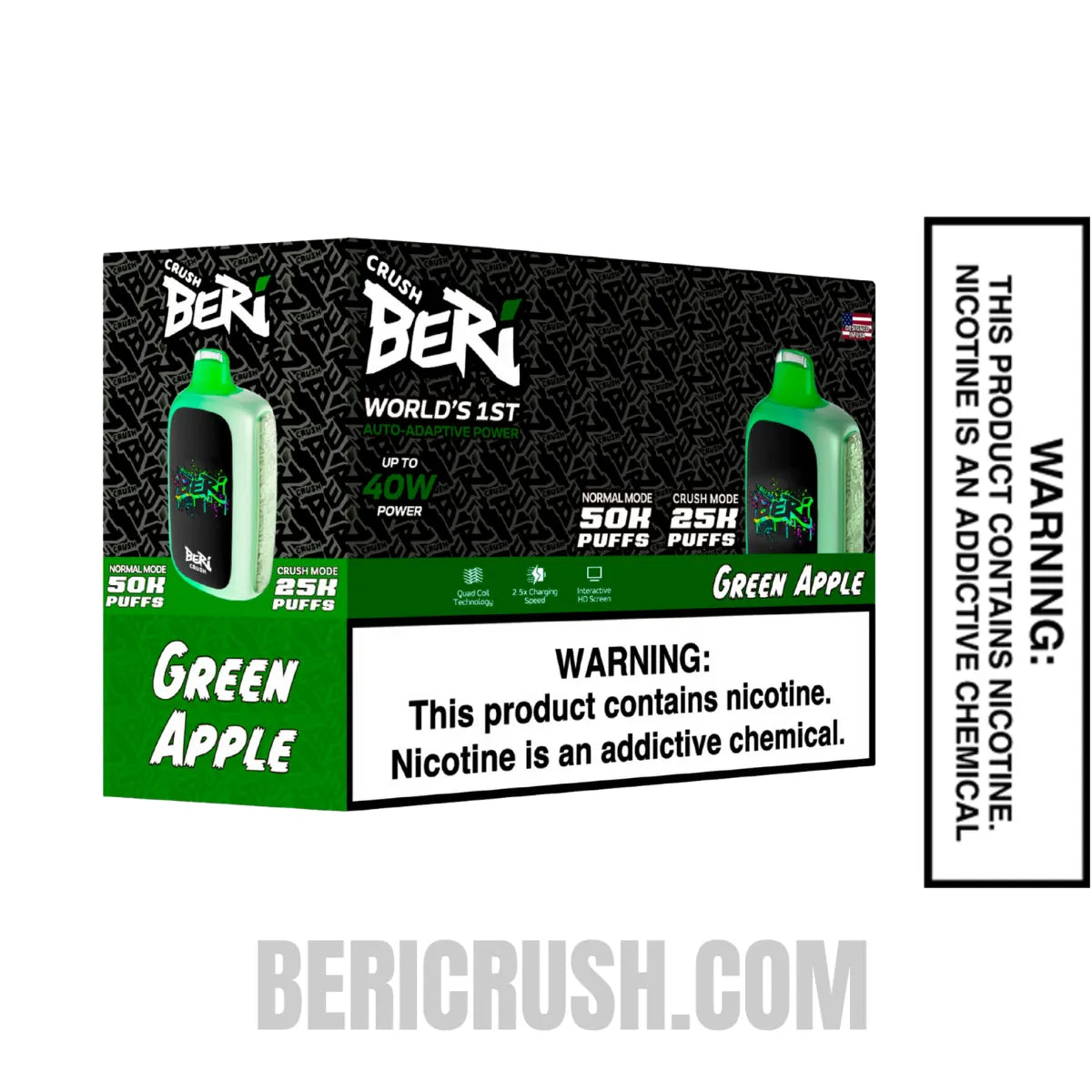 GreenAppleBeriCrush50KDisposableVapewithbundlebox
