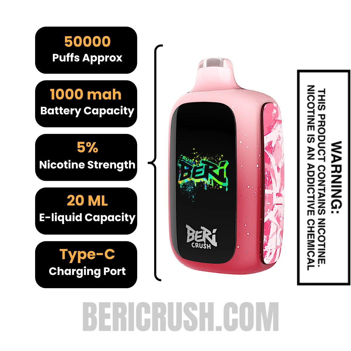 JuicyPeachBeriCrush50KDisposableVapeSpecifications