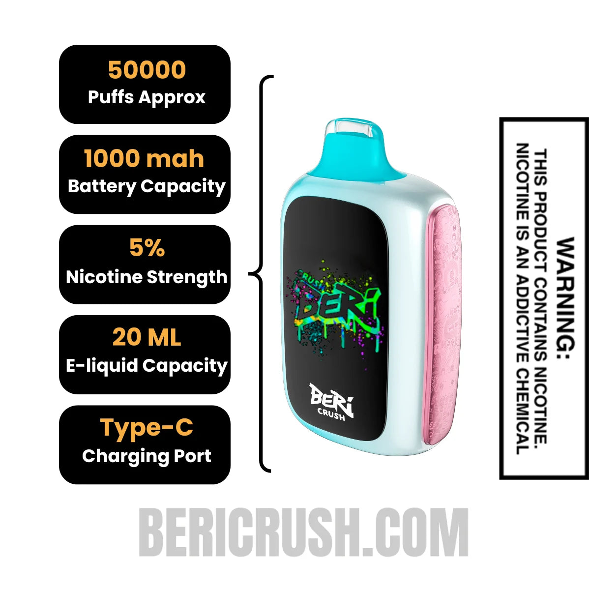 MiamiMintBeriCrush50KDisposableVapeSpecifications