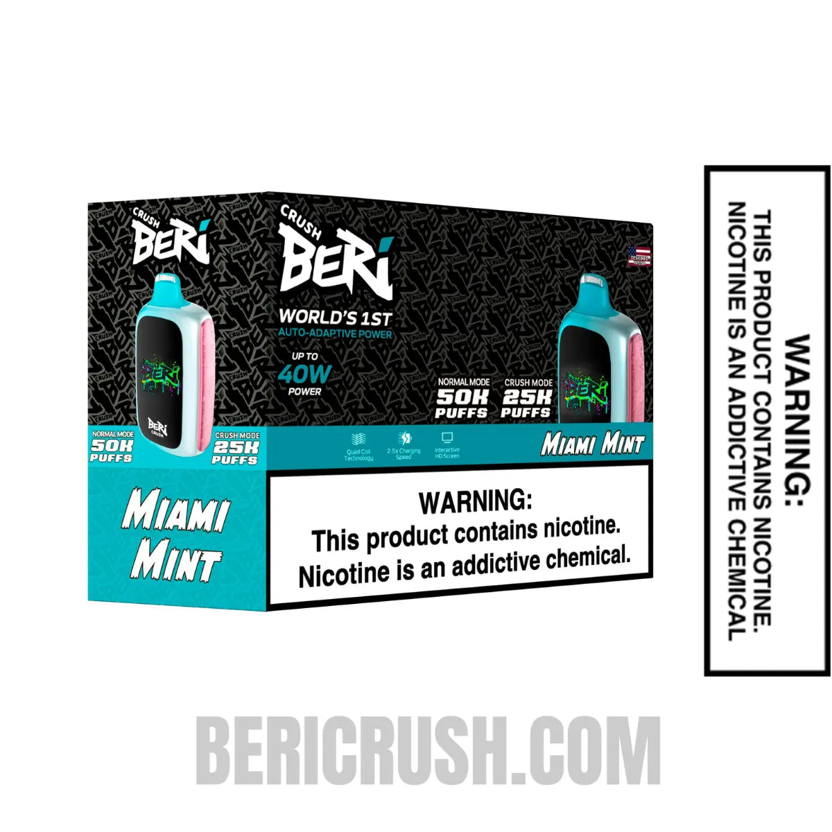 MiamiMintBeriCrush50KDisposableVapewithbundlebox