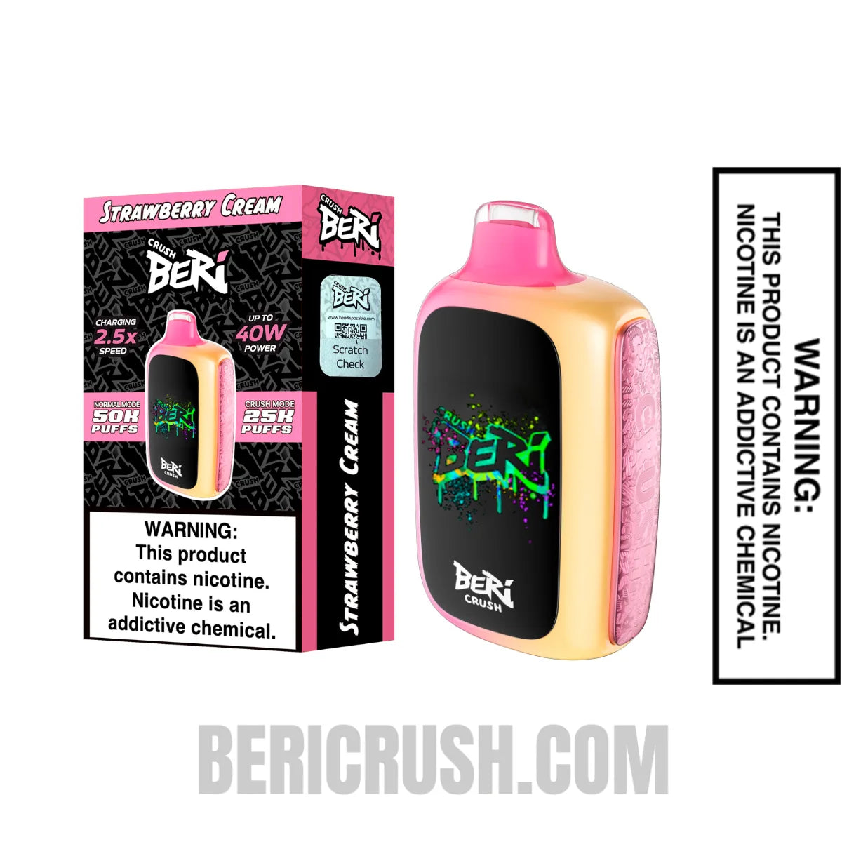 StrawberryCreamBeriCrush50KDisposableVapewithPackageBox