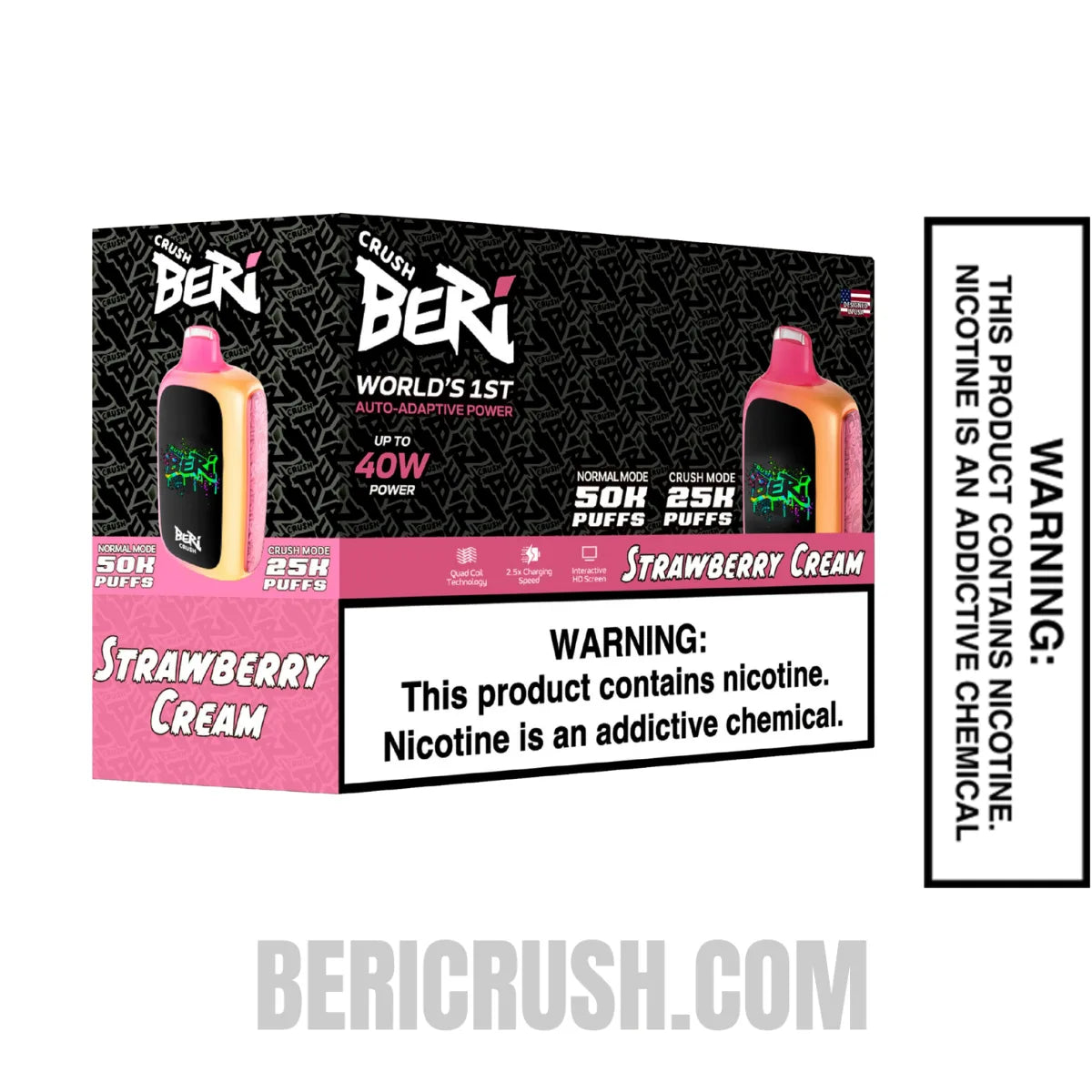 StrawberryCreamBeriCrush50KDisposableVapewithbundlebox