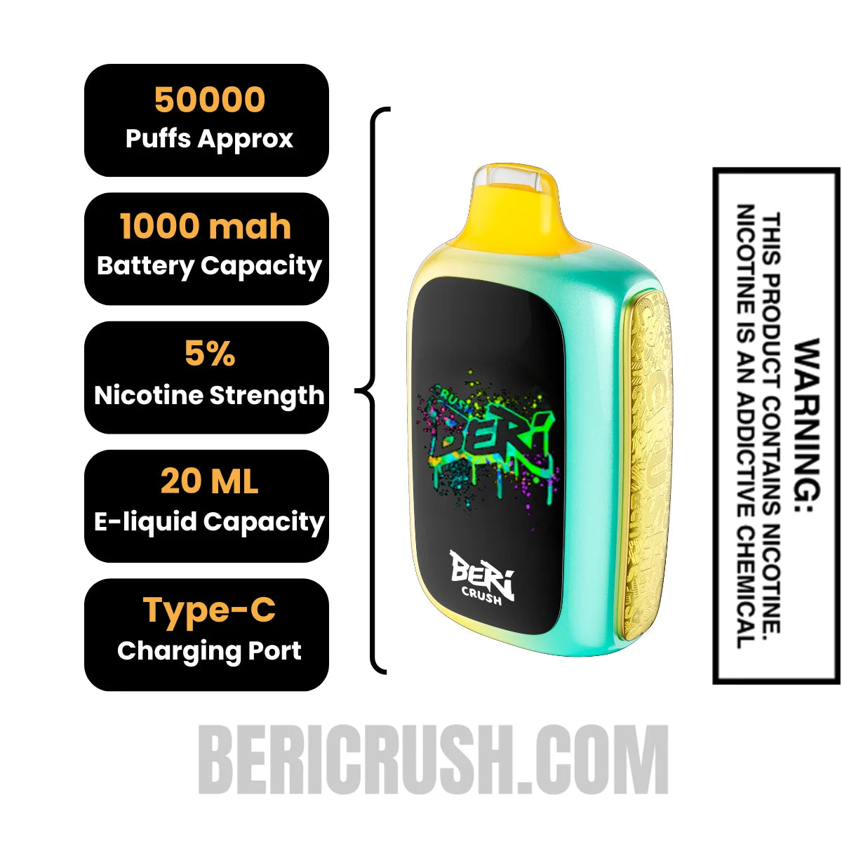 SummerGlacierBeriCrush50KDisposableVapeSpecifications