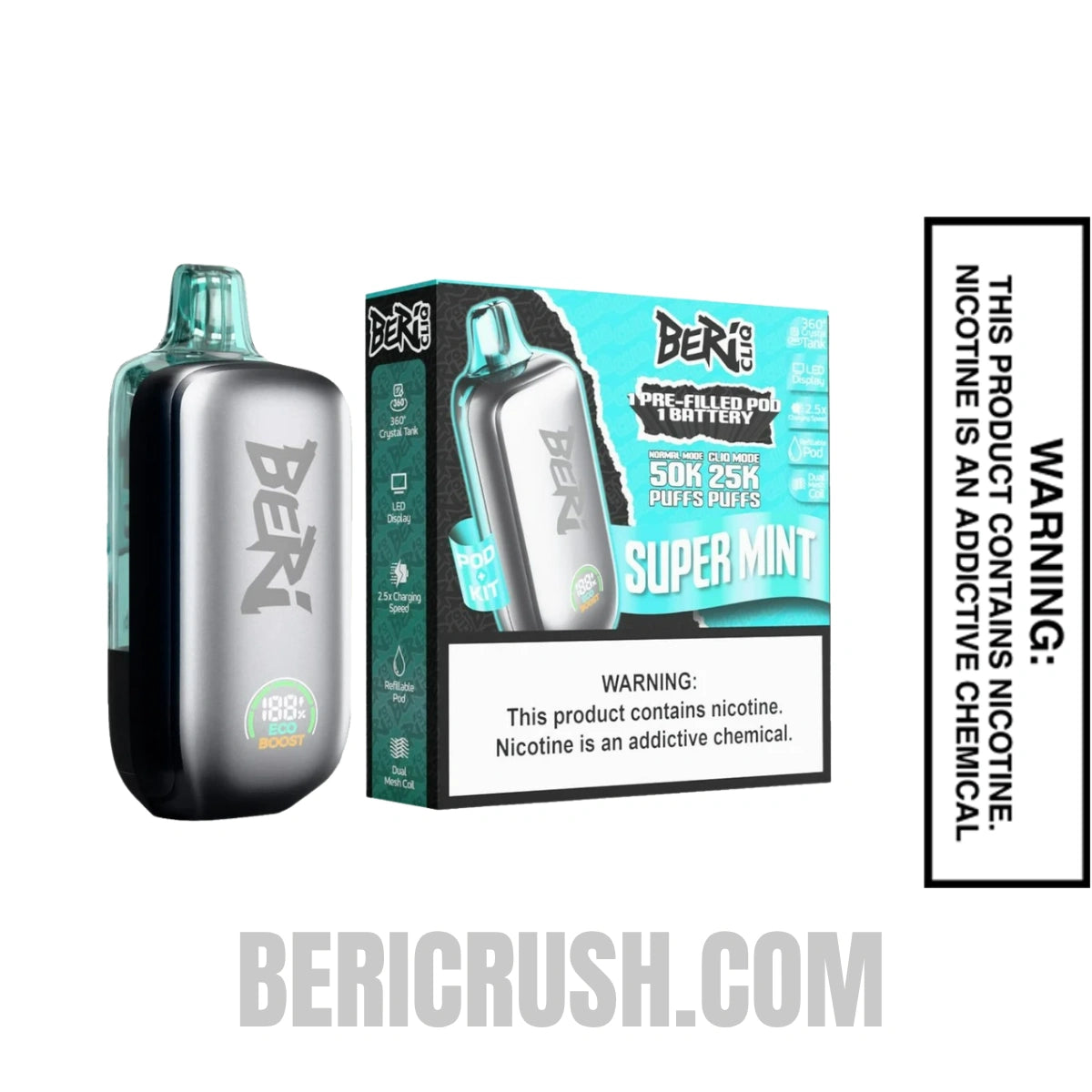 Super Mint Beri Cliq 50K Disposable Vape Kit With Package Box