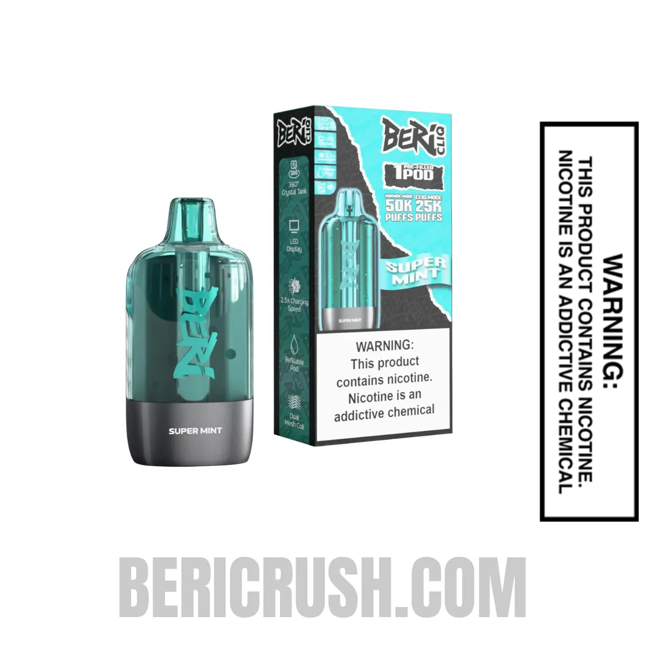 Super Mint Beri Cliq 50K Disposable Vape Pod Package Box