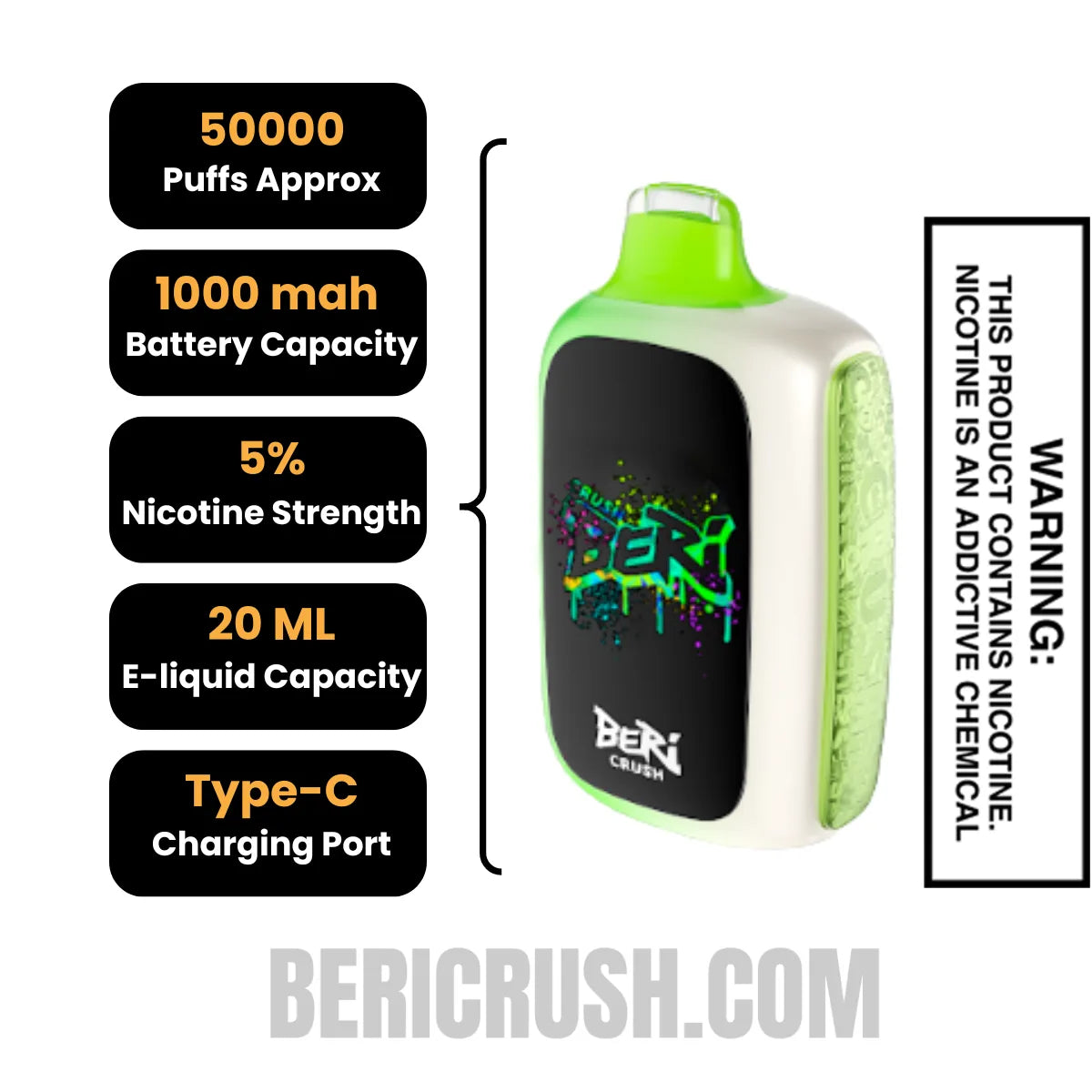 SuperMintBeriCrush50KDisposableVapeSpecifications