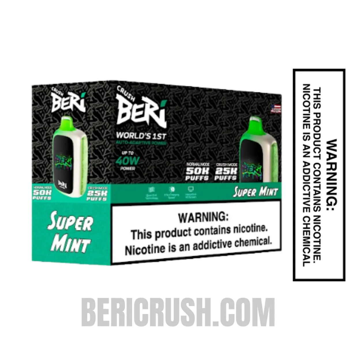 SuperMintBeriCrush50KDisposableVapewithbundlebox