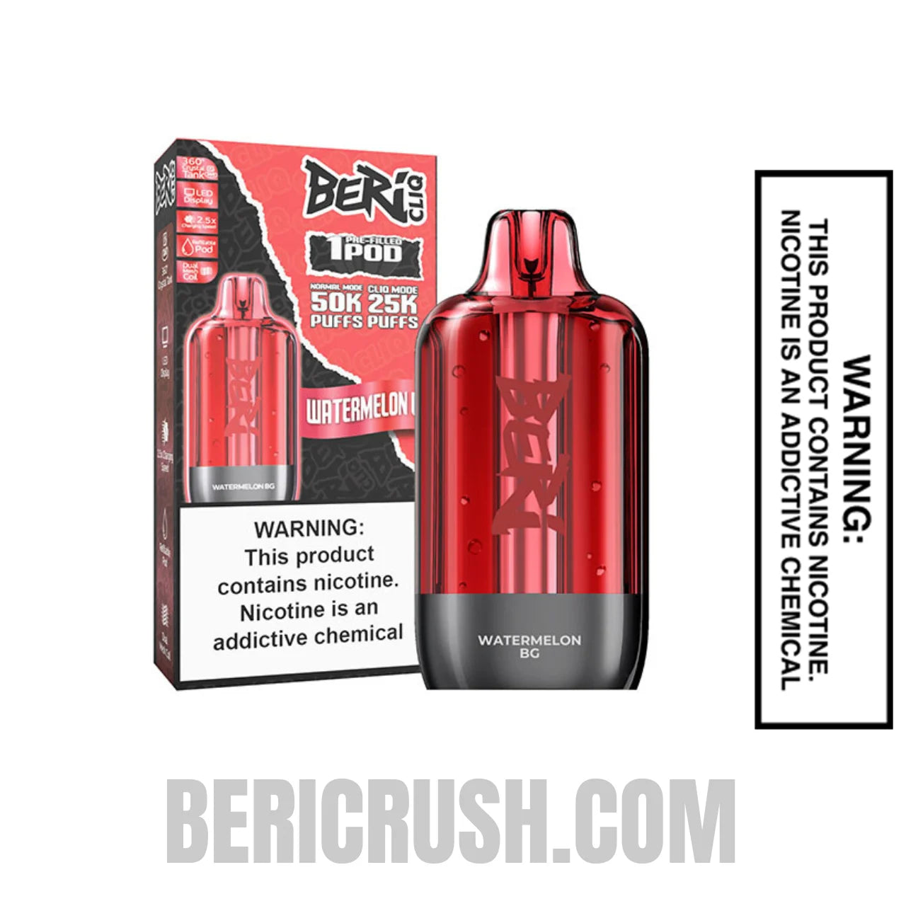 Watermelon BG Beri Cliq 50K Disposable Vape Pod with Package Box