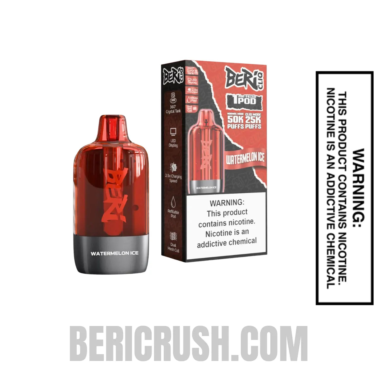 Watermelon Ice Beri Cliq 50K Disposable Vape Pod Package Box