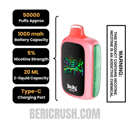 WatermelonIceBeriCrush50KDisposableVapeSpecifications