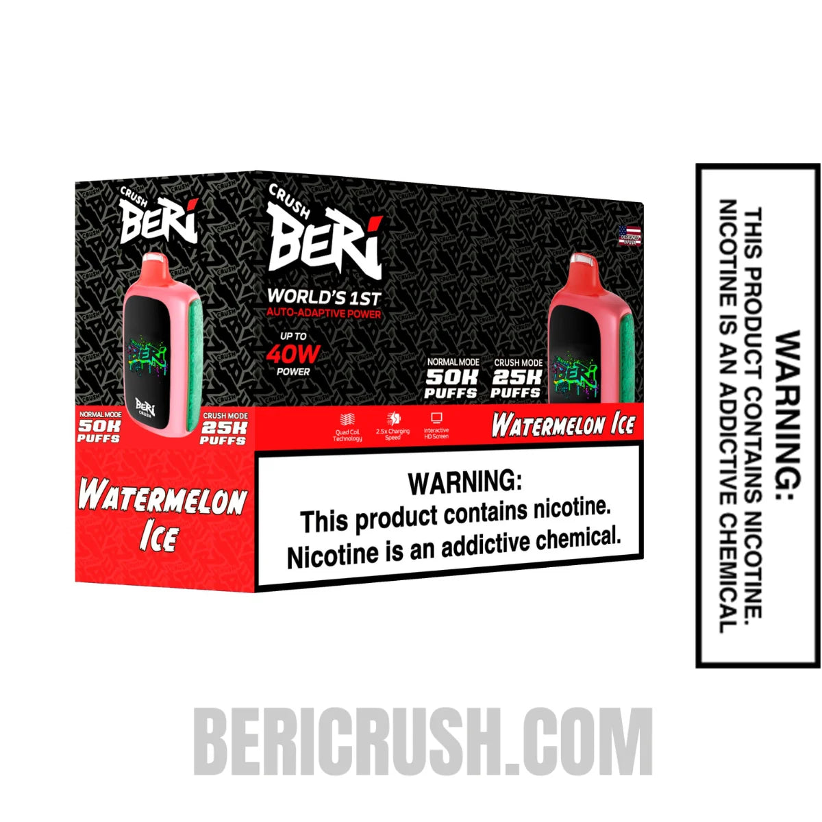 Watermelon Ice Beri Crush 50K Disposable Vape with bundle box