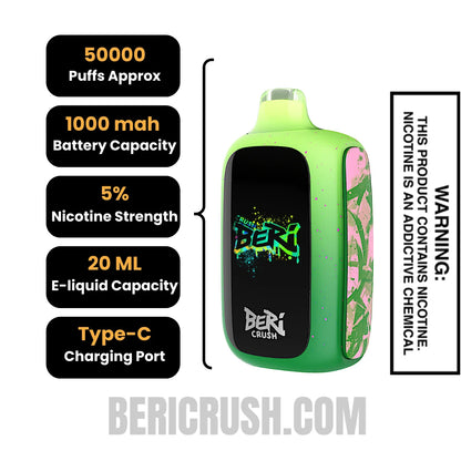 WatermelonRefreshBeriCrush50KDisposableVapeSpecifications