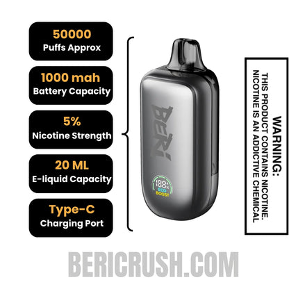 White Gami Beri Cliq 50K Disposable Vape Kit Specifications