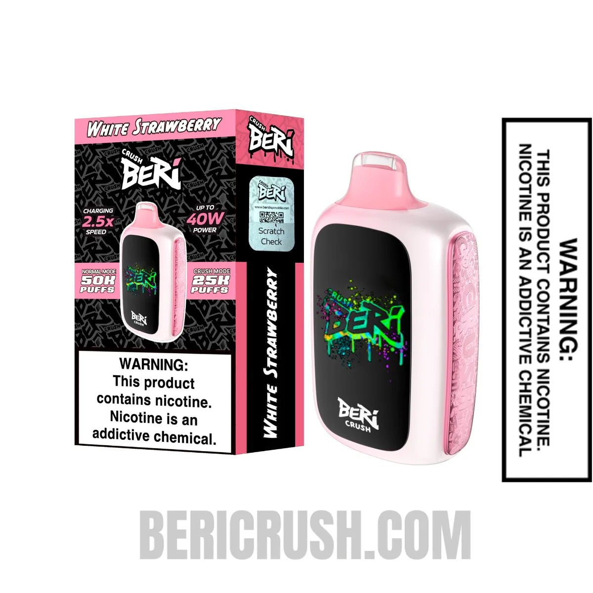 White Strawberry Beri Crush 50K Disposable Vape with Package Box